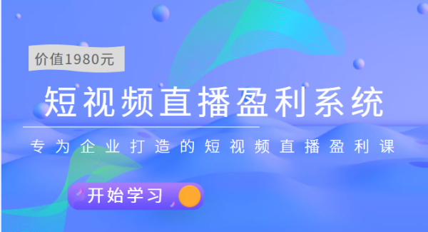 短视频直播盈利系统 专为企业打造的短视频直播盈利课（价值1980元）