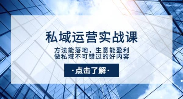 私域运营实战课：方法能落地，生意能盈利，做私域不可错过的好内容