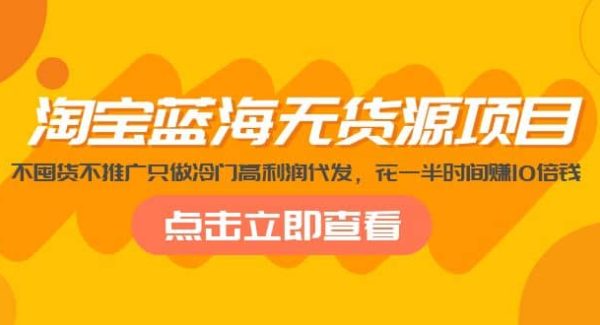 淘宝蓝海无货源项目，不囤货不推广只做冷门高利润代发