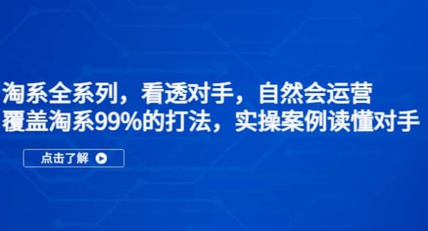 淘系全系列，看透对手，自然会运营，覆盖淘系99%·打法，实操案例读懂对手