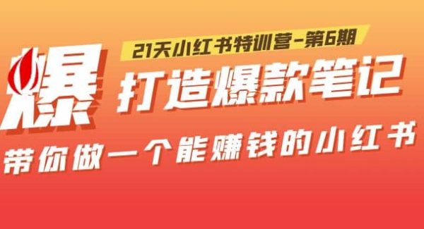 21天小红书特训营-第6期，打造爆款笔记，带你做一个能赚钱的小红书