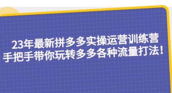 23年最新拼多多实操运营训练营：手把手带你玩转多多各种流量打法！