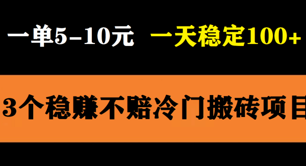 3个最新稳定的冷门搬砖项目，小白无脑照抄当日变现日入过百