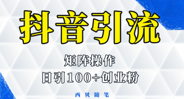 抖音引流术，矩阵操作，一天能引100多创业粉