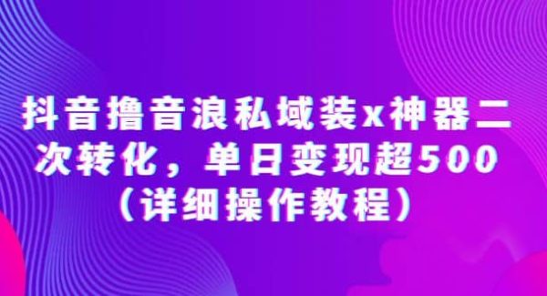 抖音撸音浪私域装x神器二次转化，单日变现超500（详细操作教程）