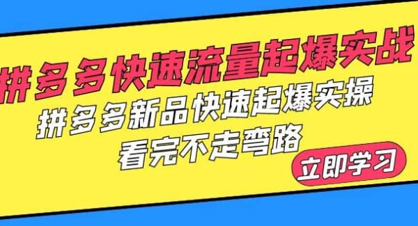 拼多多-快速流量起爆实战，拼多多新品快速起爆实操，看完不走弯路