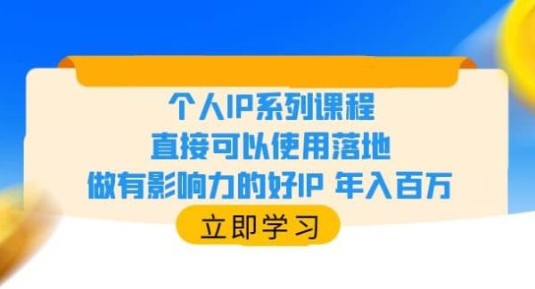 个人IP系列课程，直接可以使用落地，做有影响力的好IP 年入百万