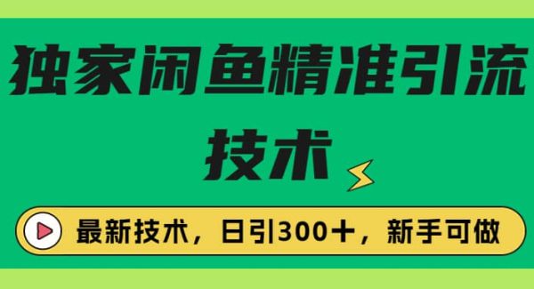 独家闲鱼引流技术，日引300＋实战玩法