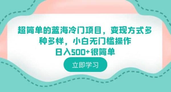 超简单的蓝海冷门项目，变现方式多种多样，小白无门槛操作日入500 很简单