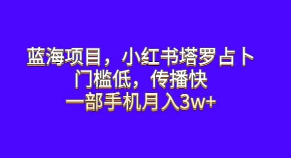 蓝海项目，小红书塔罗占卜，门槛低，传播快，一部手机月入3w