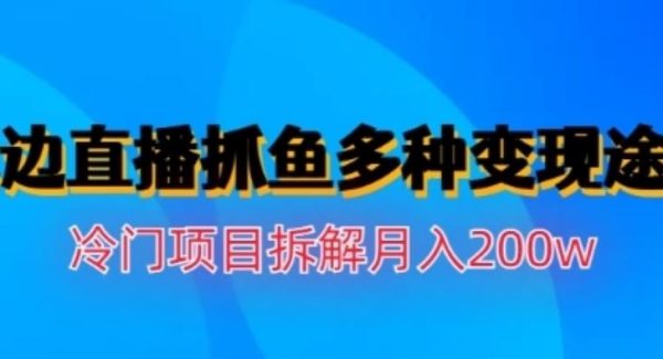 水边直播抓鱼，多种变现途径冷门项目，月入200w拆解【揭秘】