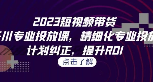 2023短视频带货-千川专业投放课，精细化专业投放，计划纠正，提升ROI