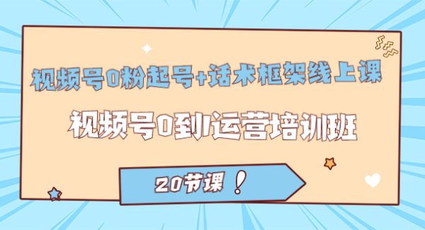 视频号·0粉起号 话术框架线上课：视频号0到1运营培训班（20节课）